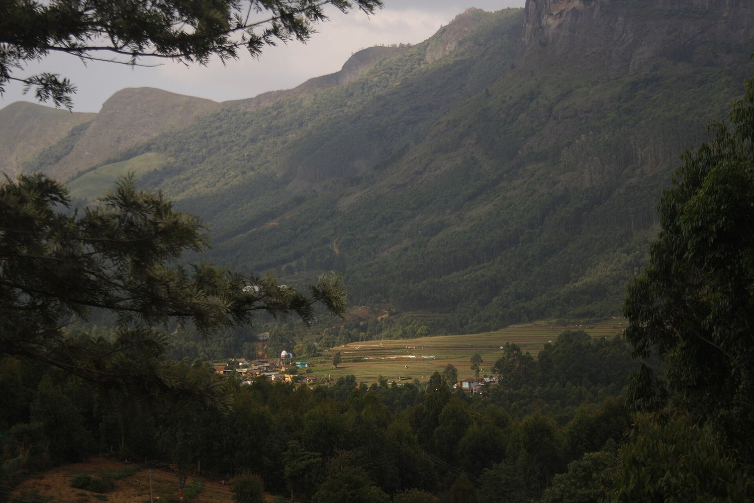 Green valley and hills of Kanthalloor